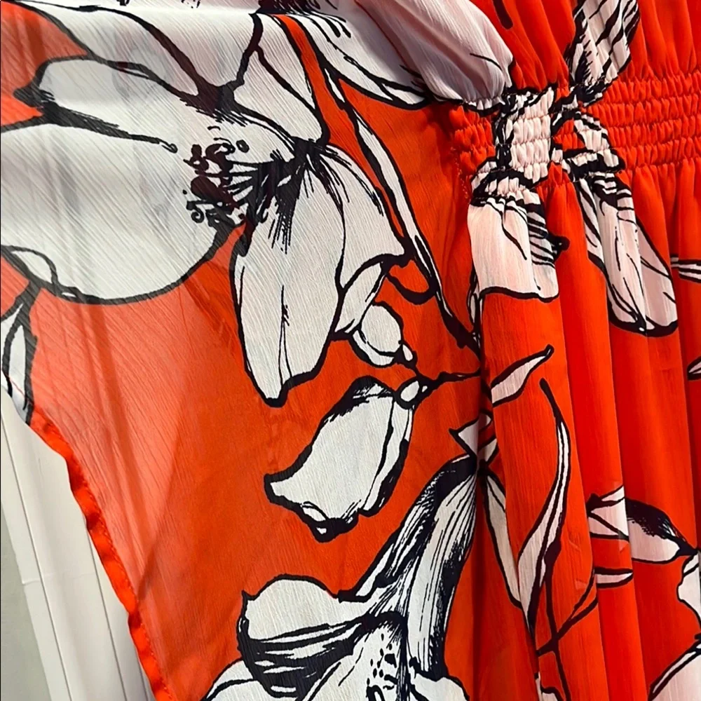 SLNY Red And White Flutter Sleeve Sundress Size 10‎  Vacation, Resort  Flowy